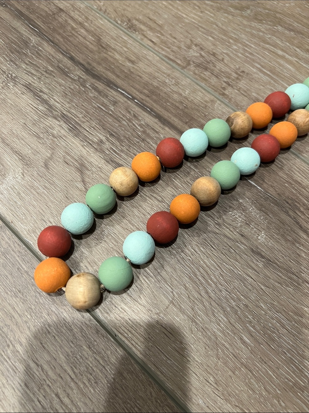Multicolor Wooden Bead Tassel Strand - Coastal Accent - Picture 3 of 4
